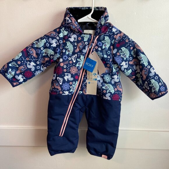 NWT Roxy Medieval Blue Neo Infant Girls' Rose Snow Jumpsuit - Picture 4 of 10